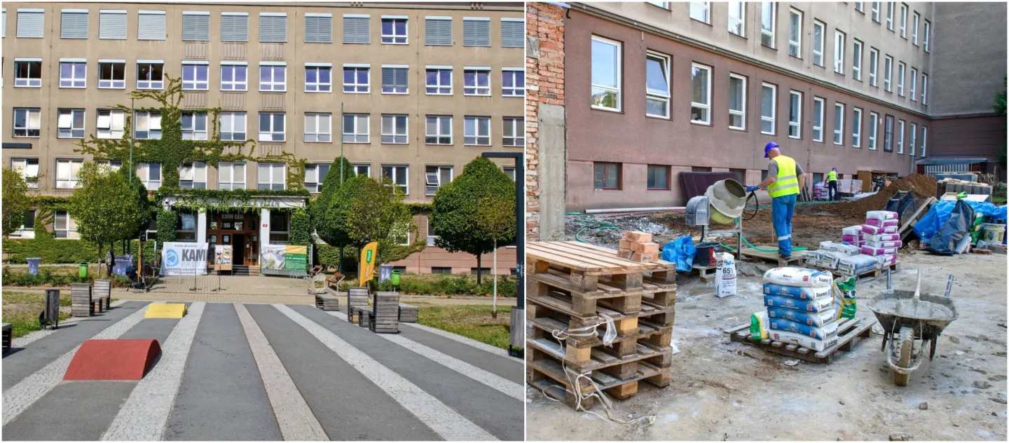 Jednou z plzeňských škol, která bude bez bariér, se stane 21. ZŠ na Slovanech, kde začala přístavba za 165 milionů korun. Akce potrvá do léta 2028. Škola se rozroste o devět učeben pro 270 žáků a rozšíří se také kapacita jídelny. Součástí projektu je rovněž stavba nového výtahu, který propojí všechna podlaží a umožní bezbariérový přístup do celé školy. Foto: P. Eret
