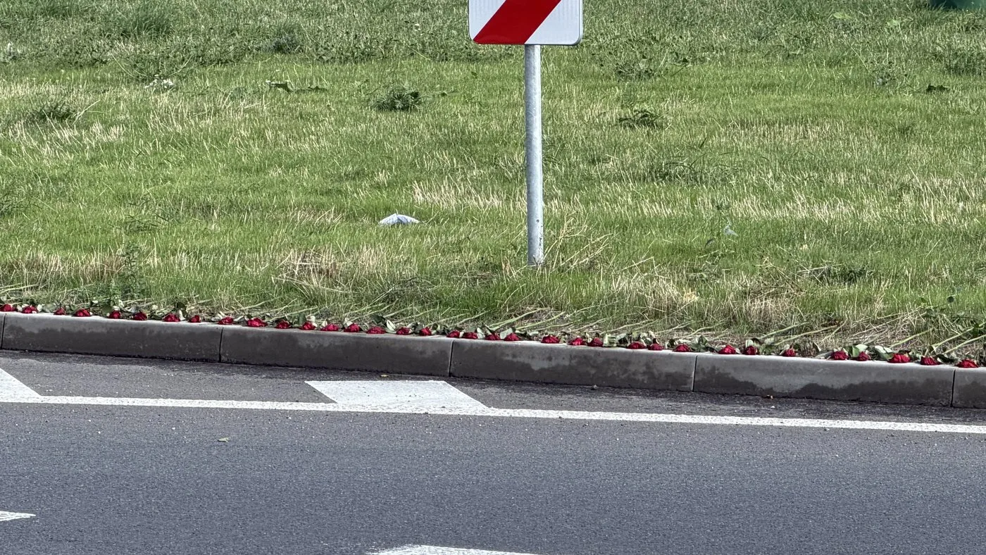 Stovky rudých růží obkroužily obří kruháč na památku čtyř obětí havárie vrtulníku