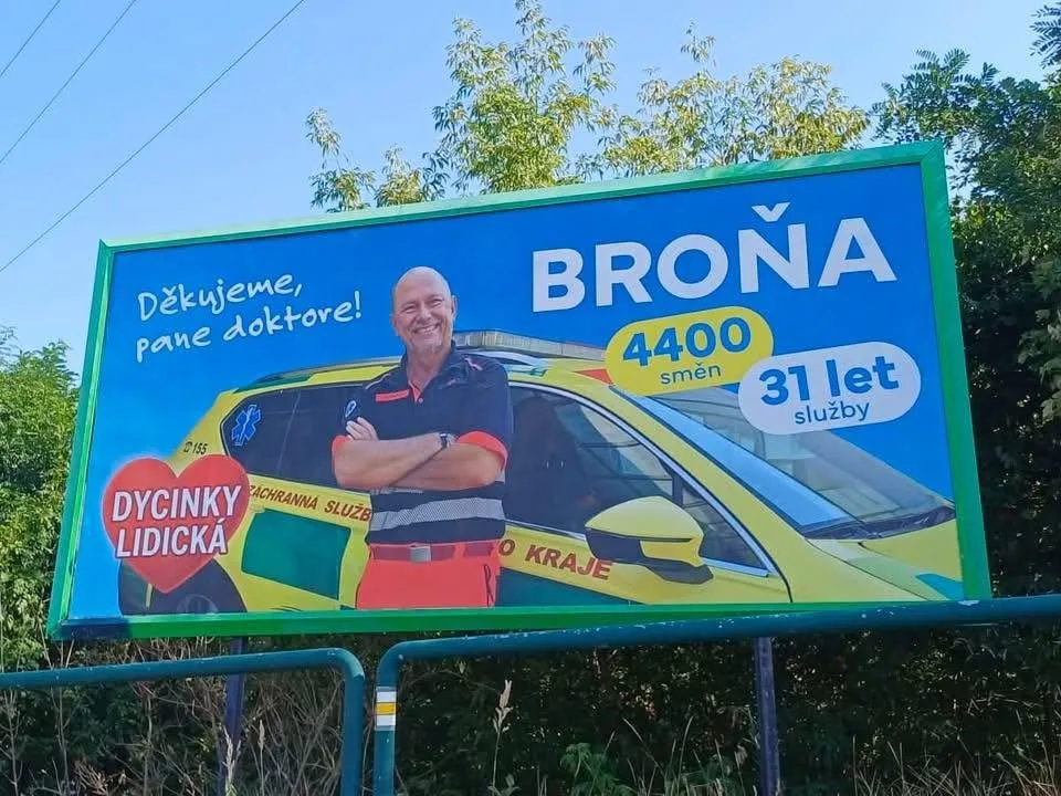 Kolegové ho překvapili billboardem, foto: Bronislav Dvořák