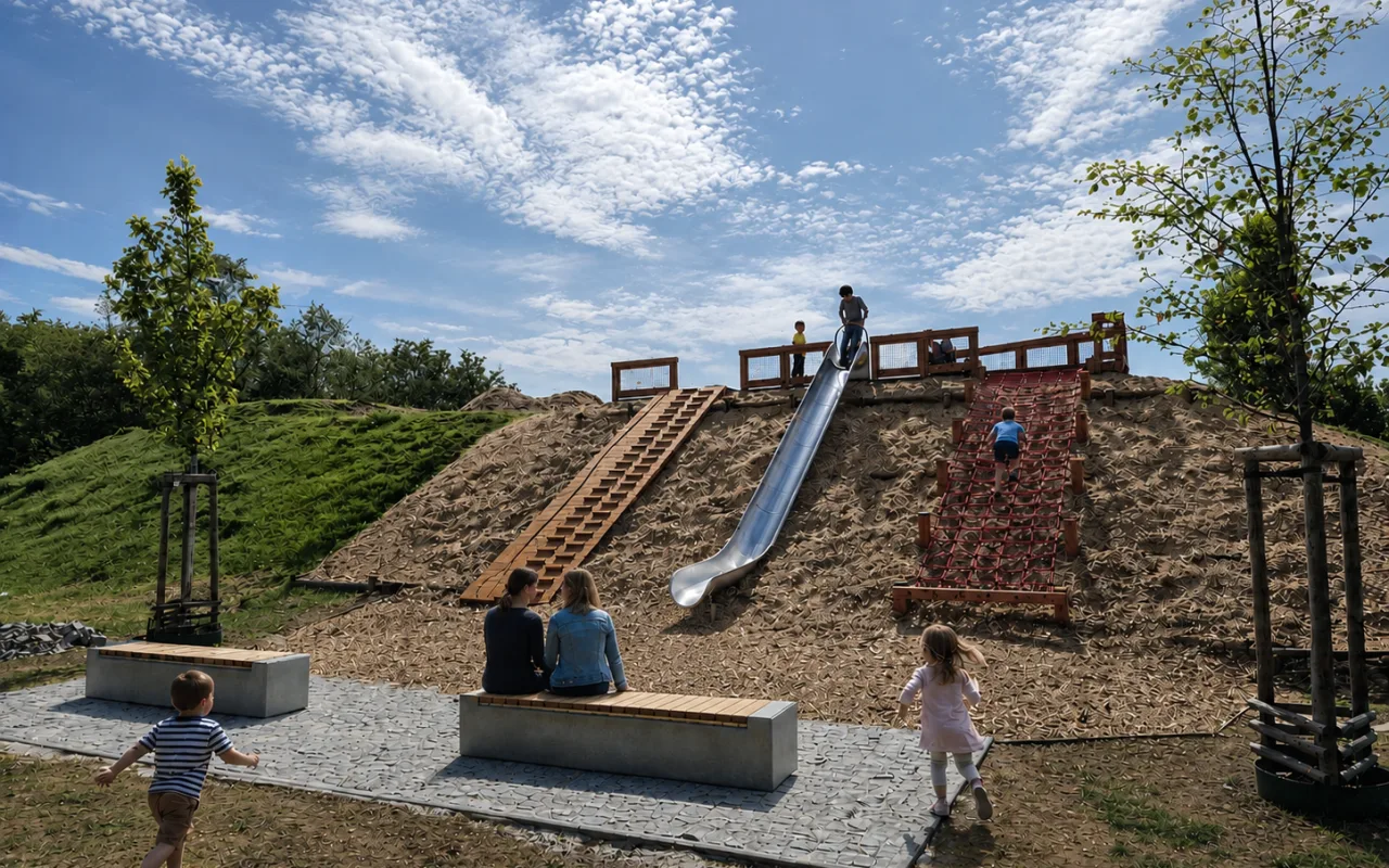 U Ježíška otevřeli dětský park. Prostoru vévodí čtyřmetrová skluzavka