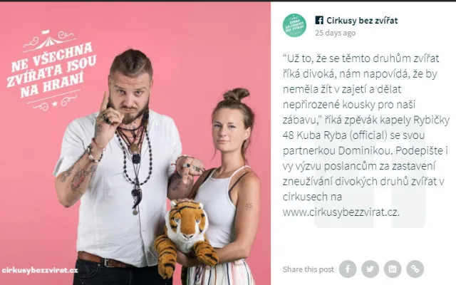 Divoká zvířata do šapitó nepatří, kampaň chce Cirkusy bez zvířat! Podporují ji i známé osobnosti.