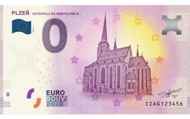 bankovka s motivem katedrály svatého Bartoloměje