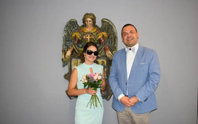 Martině Půtové gratuloval primátor Plzně Martin Baxa za získání Ceny Olgy Havlové