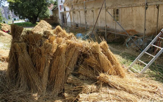 Střecha statku U Matoušů dostává nový vzhled, slaměné došky vydrží až 20 let