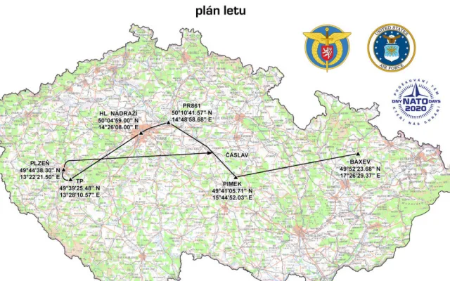 Mapa plánovaného přeletu