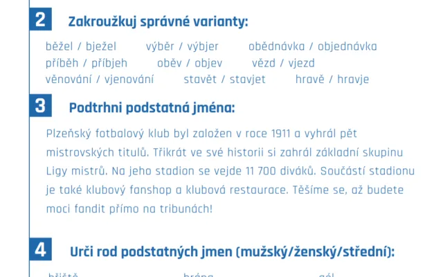 Takto vypadají úkoly z českého jazyka pro dnešní den