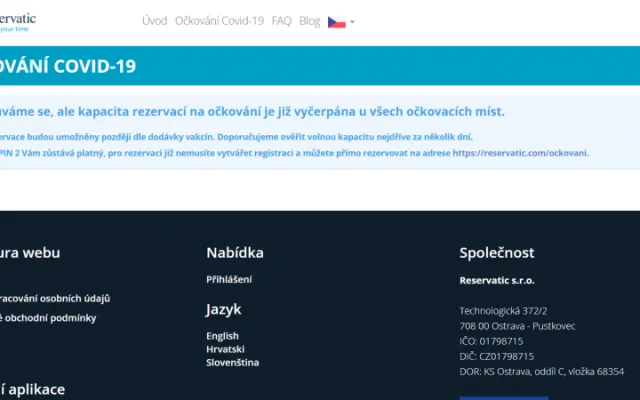Registrační systém pro očkování seniorů nad 80 let podle očekávání kolaboval