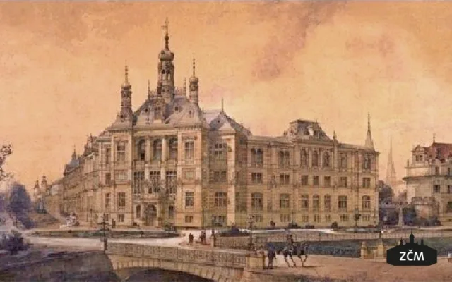 Původní Škorpilův návrh muzejní budovy z roku 1895