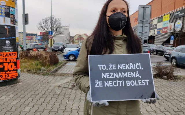 Tichá ulička za kapry stála před obchodním centrem, aktivisté bojují za Vánoce bez zabíjení zvířat