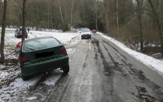 Řidička po havárii utekla od auta do lesa i se všemi svými věcmi. Po její stopě se vydal policejní pes