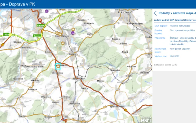 Názorová mapa Plzeňského kraje se plní podněty od veřejnosti, jak zlepšit dopravu na konkrétních místech