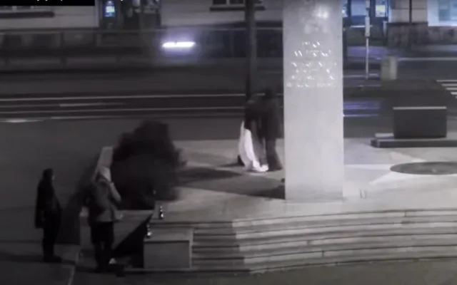 Neznámý vandal strhl a odcizil státní vlajku České republiky ze stožáru u plzeňského pomníku Díky, Ameriko!