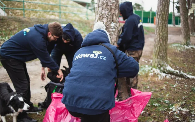 Do boje s odpadky u rybníku Kameňák vyrazili místo teambuildingu zaměstnanci e-shopu Hawaj.cz