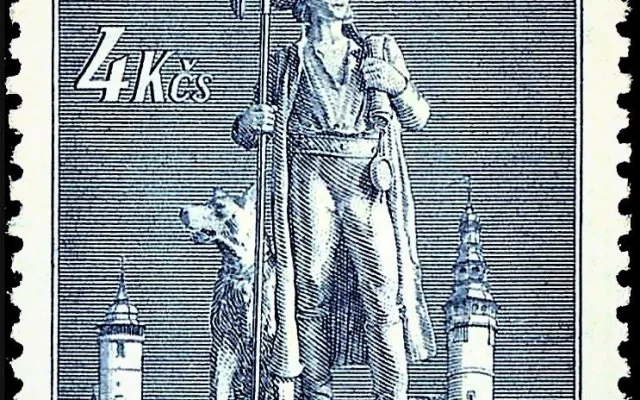 Známka Jan Sladký Kozina, datum vydání 28. 11. 1945, zdroj: Domažlický dějepis