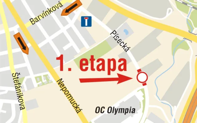 Příjezd do obchodního centra Olympia zkomplikuje rekonstrukce Písecké ulice, práce začnou zítra