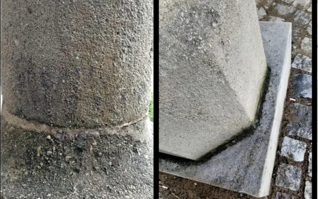 Takto vypadá už očištěný podstavec sochy