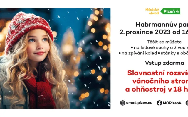 Na plzeňské Doubravce se vánoční strom rozzáří už 2. prosince, chybět nebude ohňostroj a ledové sochy