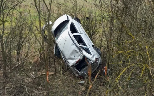 Tento automobil se při jiné nehodě doslova napíchl na strom