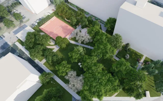 V budoucnu se zazelená i vnitroblok v Sokolovské, zdroj vizualizace: Projectstudio8