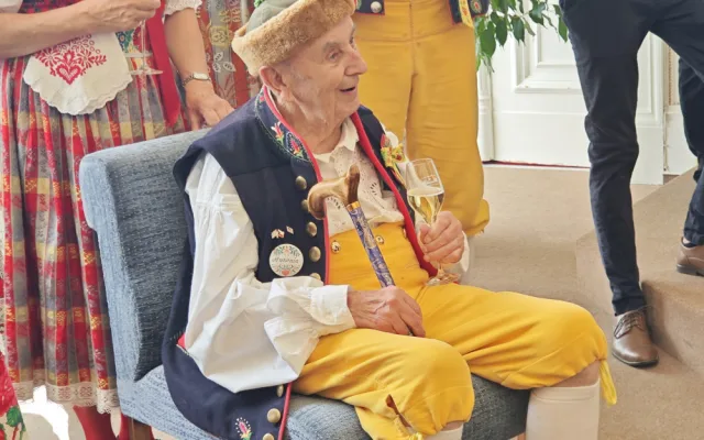Hvězdou Chodských slavností byl třiadevadesátiletý legendární dudák a zpěvák Antonín Konrády