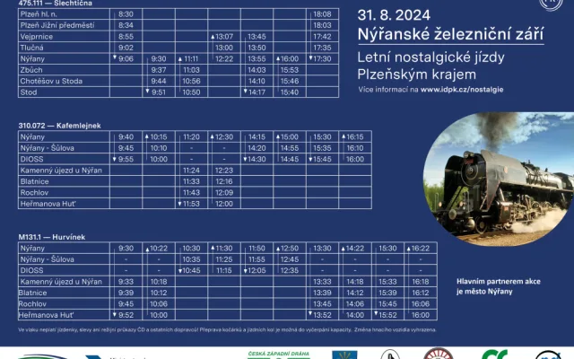 Jízdní řád Nýřanského železničního léta