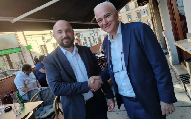 Primátor Roman Zarzycký (ANO) a budoucí hejtman Kamal Farhan-