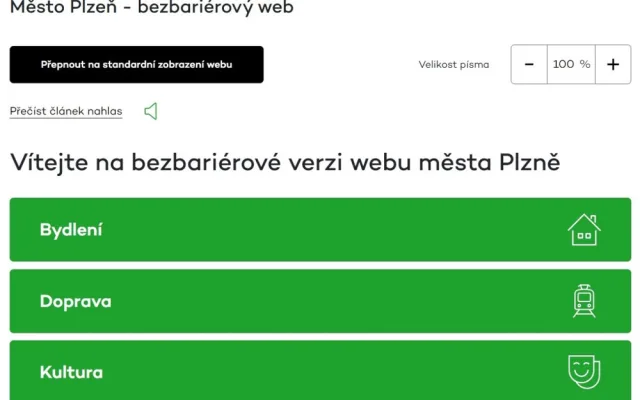 Přehlednější web pro seniory a občany s handicapem spustilo město Plzeň. Nabízí i funkci čtení textu nahlas