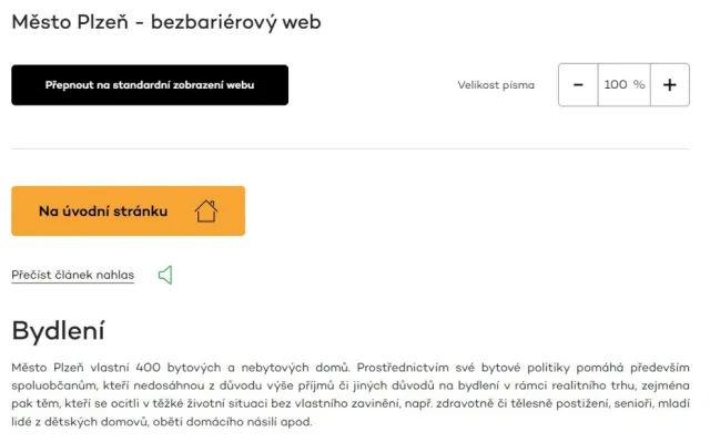 Přehlednější web pro seniory a občany s handicapem spustilo město Plzeň. Nabízí i funkci čtení textu nahlas