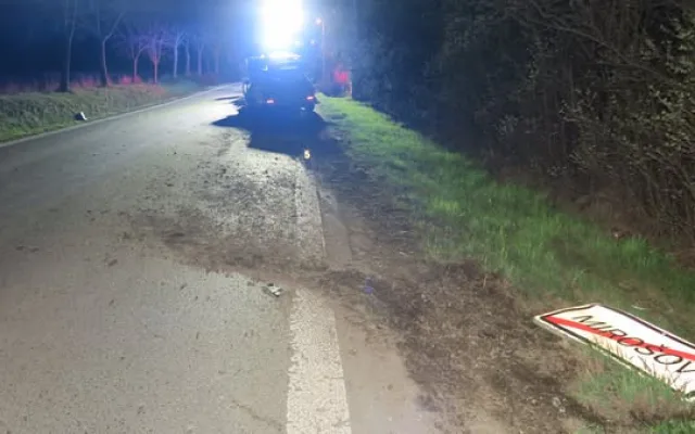 Opilý řidič BMW zdemoloval auto a proletěl cedulí na konci obce. Pak utekl domů, kde ho vypátral služební pes