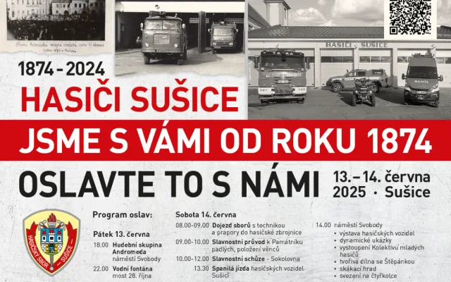 Sušičtí hasiči slaví 150 let a chystají vodní show i dynamické ukázky