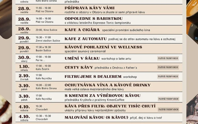 První ročník Sušického týdne kávy nabídne poznání kávy všemi smysly