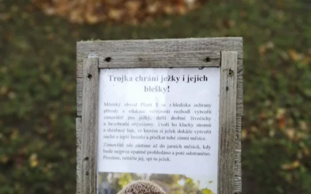Hromádky listí a větviček poslouží ježkům jako zimoviště, připravil je centrální obvod