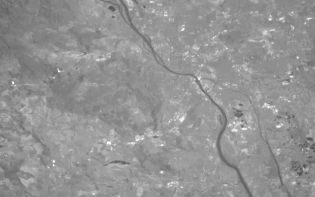 Snímek Budapešti ze satelitu VZLUSAT-2 (Zdroj VZLU)