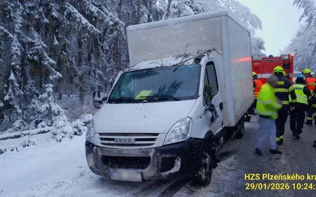 Na dodávku spadl strom