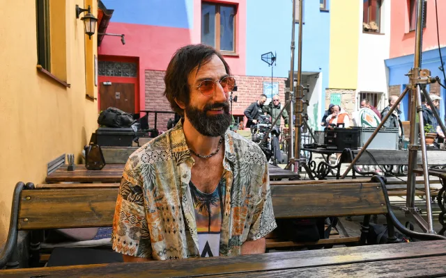 Petr Vaněk na natáčení v Plzni, foto: Zuzana Duzbabová