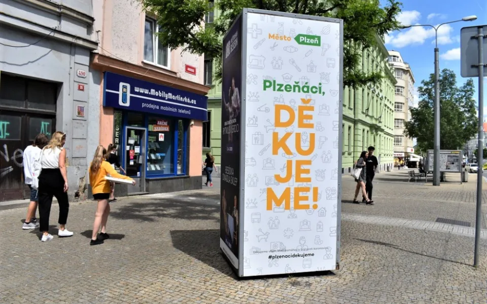V nové kampani děkuje město Plzeň svým občanům za pomoc v boji proti koronaviru
