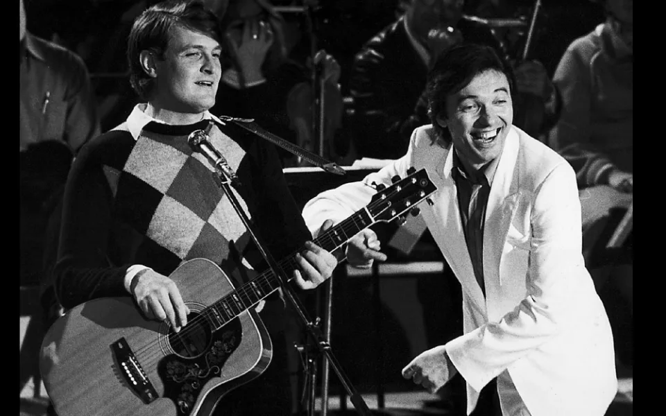 Karel Gott a Ladislav Štaidl při natáčení TV show Karel Gott v Lucerně (1981), foto: Georgij Arsenjev