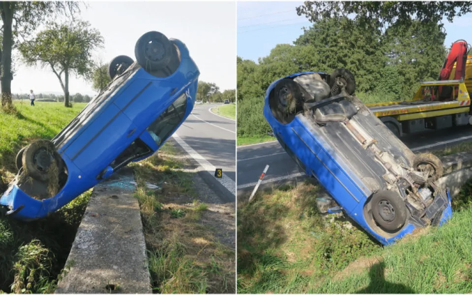 Silně opilý řidič zapíchl auto do příkopu, zranil sebe i dvě děti