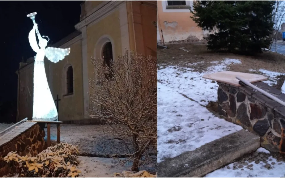 Chodová Planá přišla o svého vánočního anděla, dvoumetrovou sochu přes noc někdo ukradl