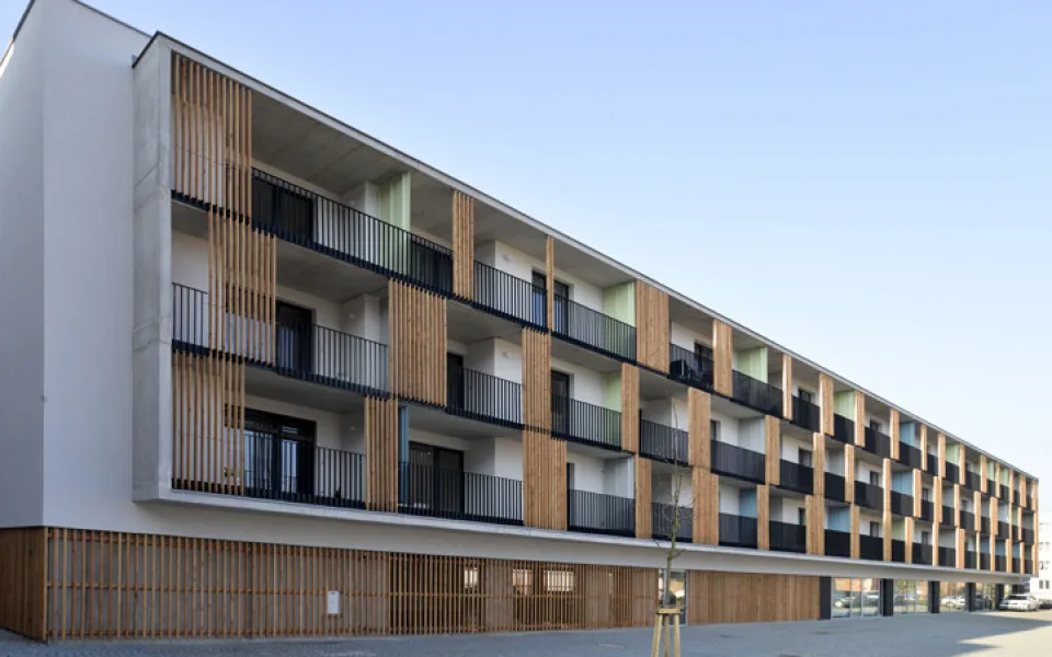 Vítězná stavba za období 2014 – 2017 za architektonický návrh bytového domu Sladová, v areálu Světovar – blok D od Jiřího Zábrana 