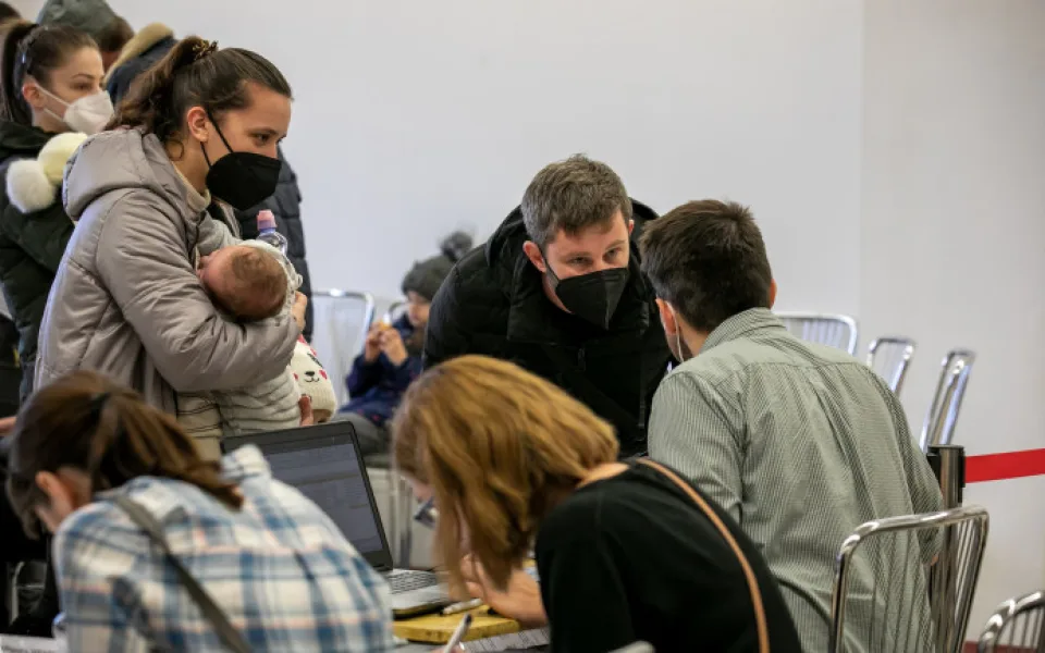 Registrace ukrajinských uprchlíků v Krajském asistenčním centru pomoci Ukrajině v Plzni (KACPU)