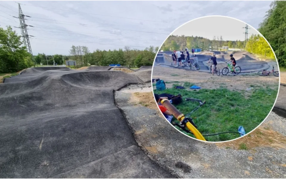 První pumptracková dráha ve městě se už brzy otevře veřejnosti, nedočkavá mládež se už teď prohání na staveništi