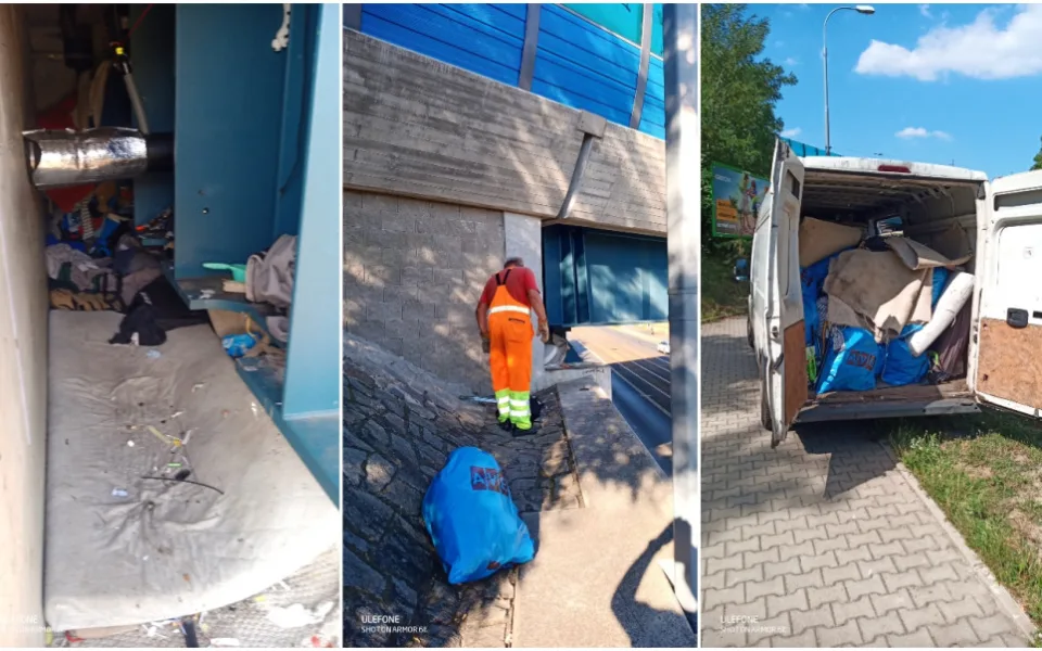 Bezdomovci se usadili pod železničním mostem, nepořádek po nich zaplnil dvě dodávky