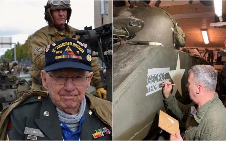 Válečný veterán George Thompson oslavil 89. narozeniny, klub vojenské historie po něm pojmenoval tank