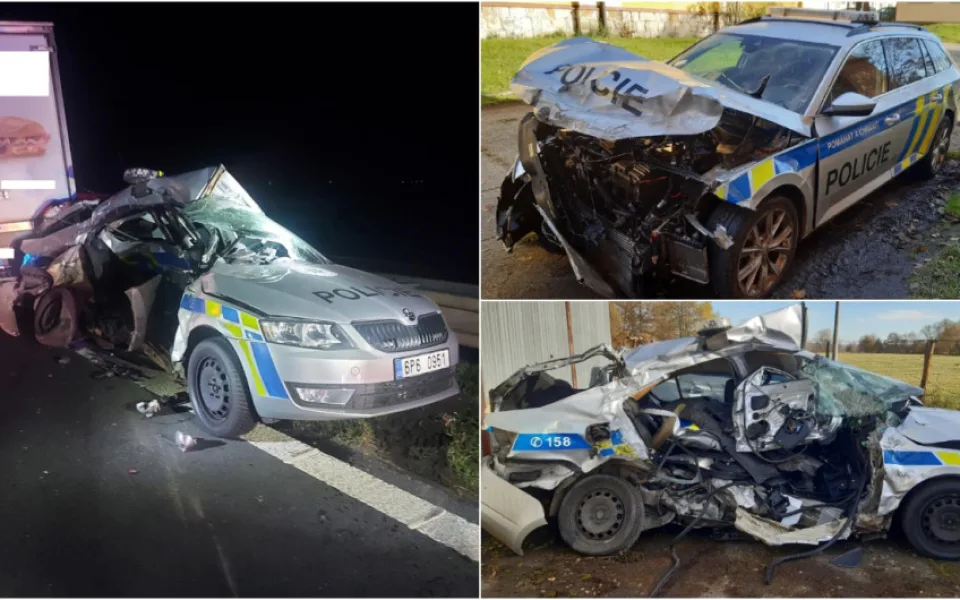 Cizinec v kradené dodávce sešrotoval při divoké honičce dvě policejní auta