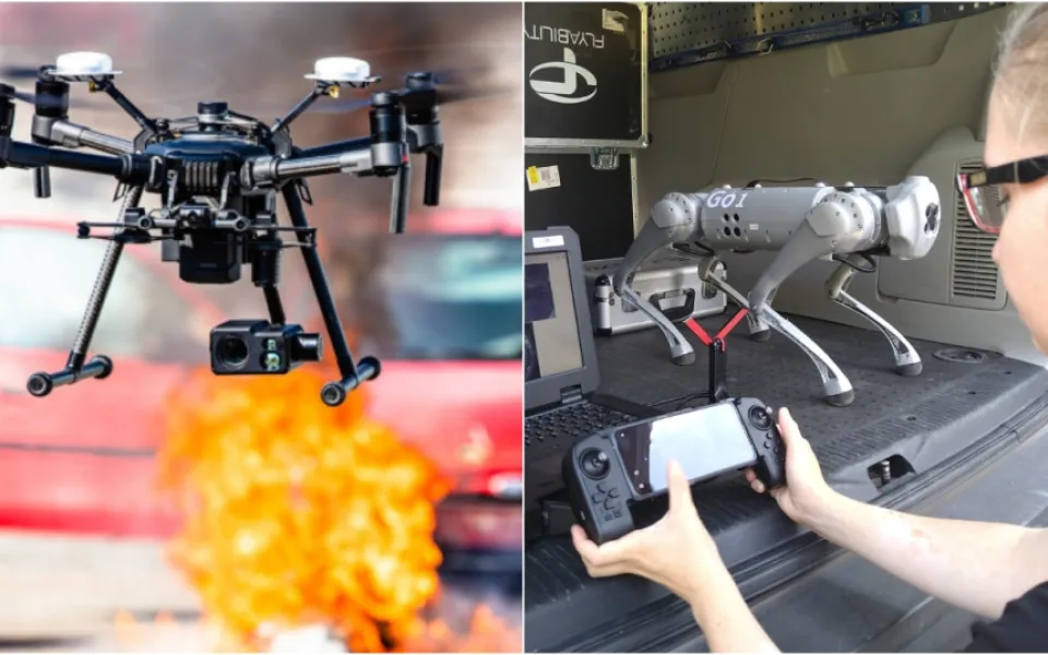 Moderní technologie pomáhají záchranářům, hasičům i policistům, využívají drony i robotického psa