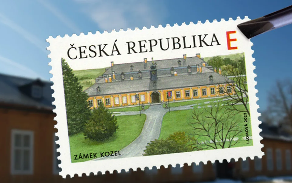 Lovecký zámek Kozel se pyšní vlastní poštovní známkou z edice Krásy naší vlasti