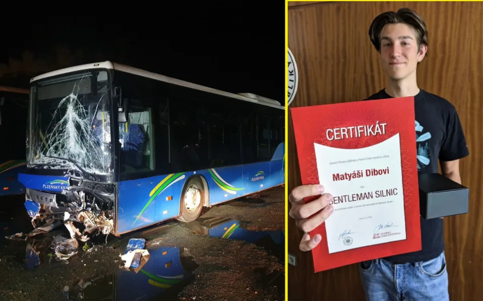 Student Matyáš Diba chladnokrevně zabránil obrovské tragédii po kolapsu řidiče autobusu, ve kterém on sám cestoval. Teď získal titul Gentleman silnic