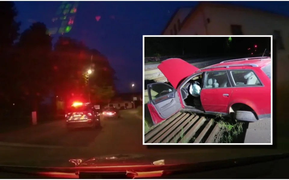 VIDEO: Po zběsilé honičce s policií havaroval řidič v kolejišti a dal se na útěk, zastavil ho až varovný výstřel