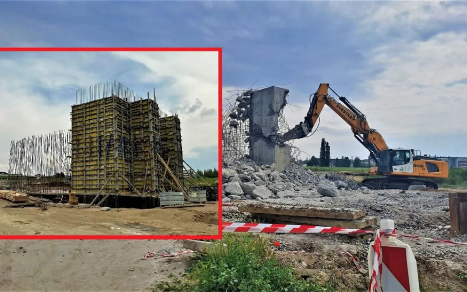 Stavbu nového mostního pilíře zachytil koncem května reportér Plzeňské Drbny, jeho demolici o pár týdnů později fotografovala Pavla Oškerová